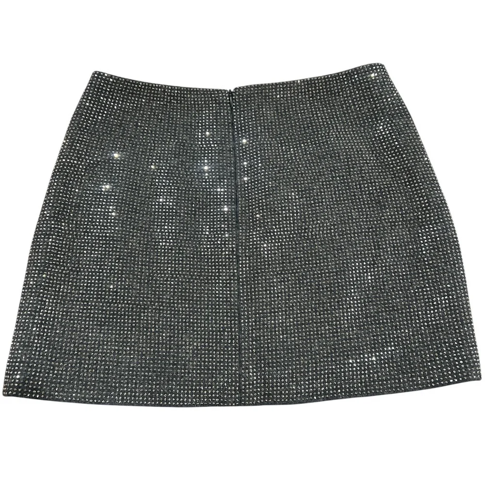 Elegant Black/Dark Grey Studded Mini Skirt Size PS